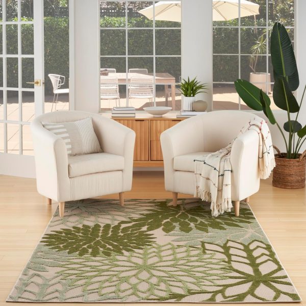 Nourison Aloha 4' x 6' Ivory Green Fabric Tropical Area Rug (4' x 6')