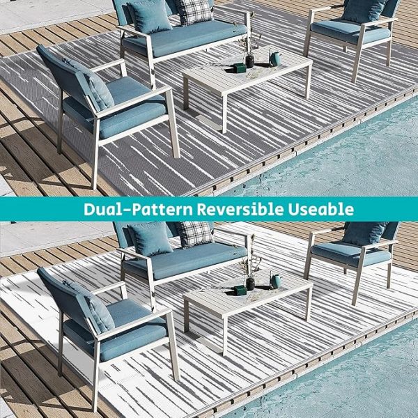 HEBE Outdoor Rug 6' x 9' Waterproof for Patios Clearance, Reversible Plastic Straw Rug Camping Carpet, Indoor Outdoor Area Rugs Patio Mats for RV,Picnic,Backyard,Deck,Balcony,Porch - Image 3